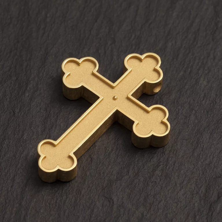 Kreuz-Anhänger in Gold, mattiert