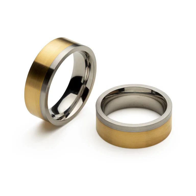 Trauringe in Platin und Gold, zweifarbig